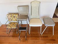 Group shot of four mid-century seating pieces