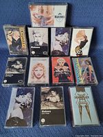 Front view showing all twelve Madonna cassette tapes in cases