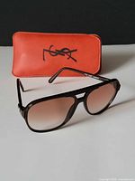 Front view of sunglasses and case