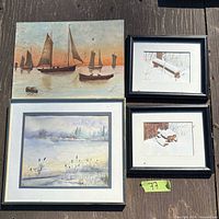 Group shot of four artworks showing sizes and frames