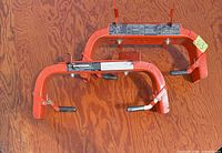 Top view of both red Workhorse brackets showing overall structure and mounts