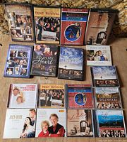 Overall shot of all 17 Gaither CDs and DVDs