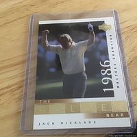 Front of Jack Nicklaus 1986 Masters card in sleeve