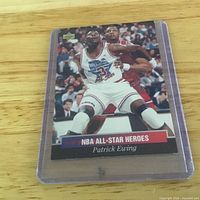 Front of Patrick Ewing NBA All-Star Heroes card in holder