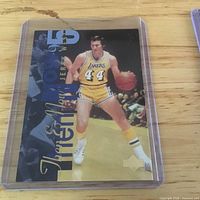Front of 1995 Upper Deck Jerry West Then & Now card in holder
