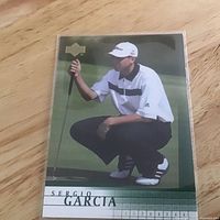 Front of 2000 Upper Deck PGA Tour Sergio Garcia card in sleeve