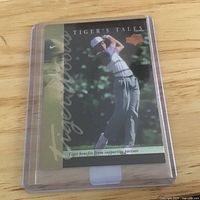 Front view of Tiger Woods Tiger's Tales card in holder