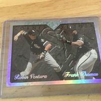 Front of Topps Cornerstones card showing both players and holographic border