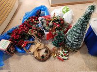 Group shot of all holiday decorations on floor