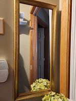 Full view of gold framed mirror hanging on wall