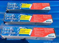 Front view of all three Rainfresh Ceramic Cartridge boxes