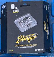 Front view of sealed Stinger SPD512 distribution block retail box