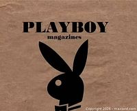 Front brown wrapper with large black Playboy rabbit head logo and text "PLAYBOY magazines"
