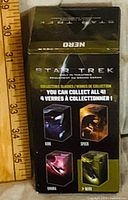 Front of boxed Star Trek Nero collector glass showing product graphics and set information