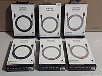 Six boxed Native Union cables (five Belt Cable XL, one Belt Cable Pro)