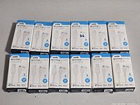Front view of 12 boxed Logiix cables