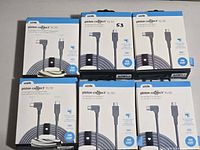 Front view of six boxed Logiix Piston Connect XL90 cables