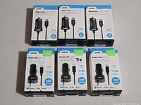 Six boxed Logiix car chargers, three Type-C and three Jolt 25 Lightning
