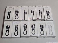 Group of boxed Vital charging cables showing quantity and packaging