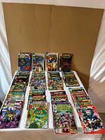 Spread view of 44 Teenage Mutant Ninja Turtles and related Archie Adventure Series comics