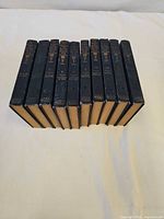Spine view showing titles and volume numbers of all ten books