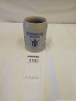 Front view showing Oktoberfest Munich crest on stein