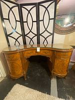 Full front view of desk with glass top