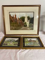 Front view of all three framed watercolours