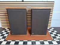 Front view of both speakers with grilles installed