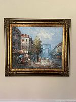 Frontal view of painting showing entire artwork and frame