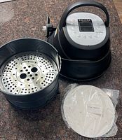 Air fryer lid, fryer basket, stainless tray, parchment liners