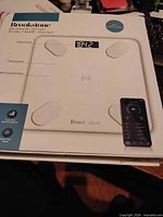 Front of retail box showing Brookstone Bluetooth Smart Scale