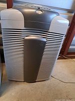 Front view of Hunter air purifier showing grille and overall design