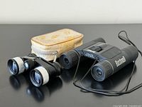 Bushnell binoculars, Perle opera glasses, floral case