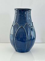 Front view of blue ceramic vase