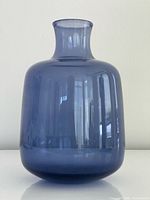 Full view of blue glass vase front