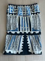 Front view of Mary Katrantzou printed denim skirt