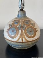 Front view of Søholm stoneware lamp base showing glaze and floral motif