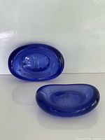 Top view of both cobalt blue resin soap dishes