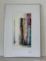 Full view of framed Patrick Cornee abstract lithograph