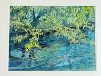 Close view of watercolour landscape