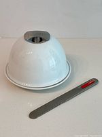 Butter dish and butter knife grouped