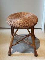 full view of wicker and bamboo stool