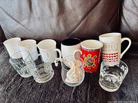 Front view showing all mugs and glasses arranged