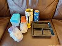 group shot of all items on couch