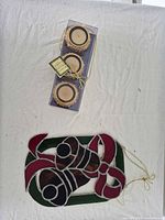 Overview showing stained glass hanger and boxed candle set