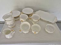 Group view of all china pieces on table
