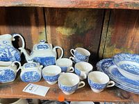Group shot showing teapot, creamer, sugar bowl, cups