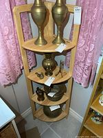 Full view of five-tier solid wood corner shelf