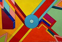 Front view of geometric abstract acrylic painting